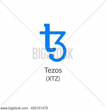 Tezos Vector Icon. Cryptocurrency Symbol Isolated On White Background.