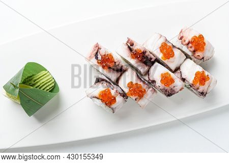 tasy sushi on the white background