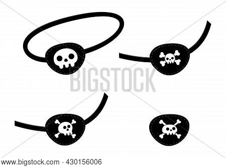 Pirate Eye Patch Icon Sign Flat Style Design Vector Illustration Isolated On White Background. Black