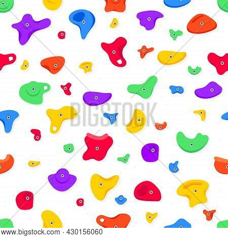 Seamless Pattern Of Climbing Grips Or Holds In The Gym Bouldering Training Flat Style Design Vector 