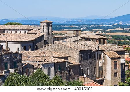 Panoramaudsigt over Montefiascone. Lazio. Italien.