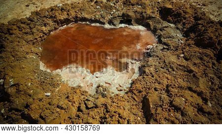 Close-up View To Salt Pan At Katam Aka Baramar Lake Group Of Ounianga Kebir Lakes At The Ennedi, Cha