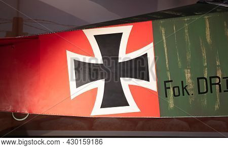 Close-up Of An Old German Triplane, Iron Cross Painting