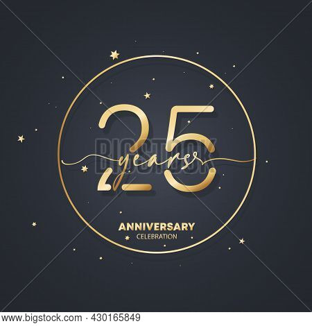 25 Years Anniversary Logo Template. 25th Birthday, Wedding Anniversary Icon. Trendy Symbol Image. Ve