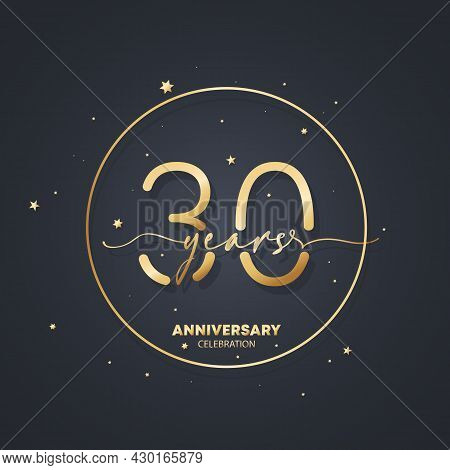 30 Years Anniversary Logo Template. 30th Birthday, Wedding Anniversary Icon. Trendy Symbol Image. Ve