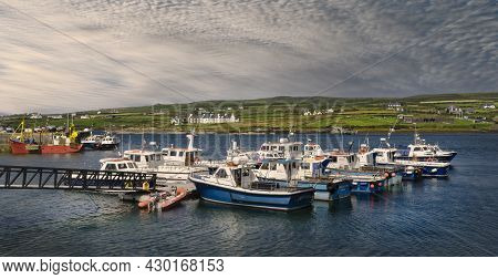 Portmagee, Kerry, Ireland; 08,12,2016: Panoramic View Of The Harbor In The Irish Village Of Portmage