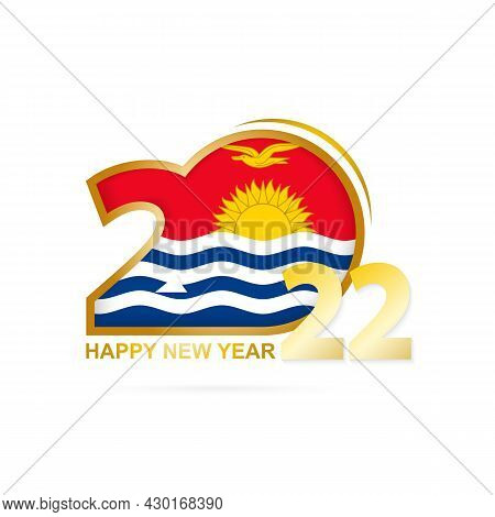 Year 2022 With Kiribati Flag Pattern. Happy New Year Design. Vector Illustration.