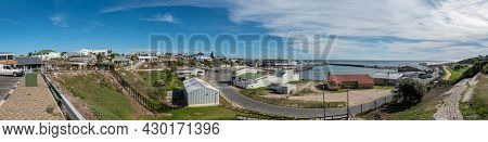Gansbaai, South Africa - April 12, 2021: Panoramic View Of The Harbour In Gansbaai In The Western Ca