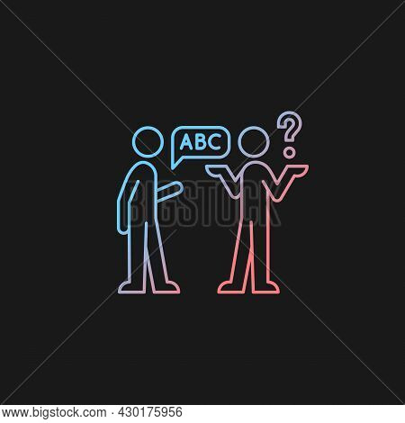Language Barriers Gradient Vector Icon For Dark Theme. Breakdown In Communication. Speaking Differen