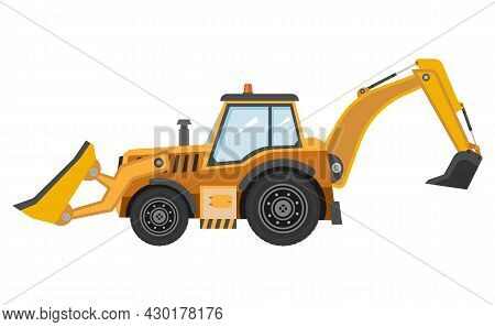 Backhoe Loader, Great Design For Any Purposes. Isolated Object. Isolated Vector Illustration. Vector