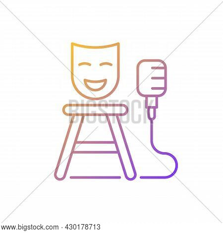 Stand Up Show Gradient Linear Vector Icon. Comedic Performance. Concert With Jokes. Comedy For Enter