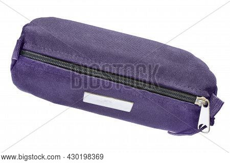 Closed Purpe Pencil Bag Isolated Over White