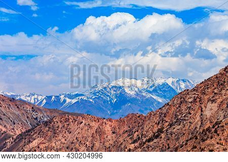 Chimgan Mountain In Tian Shan Range Near The Taskent City In Uzbekistan In Spring, View From Cable C