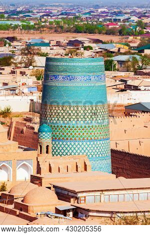Kalta Minor Minaret Aerial Panoramic View At The Itchan Kala, The Walled Inner Town Of The City Of K