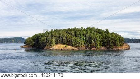 View Of Beautiful Gulf Islands During A Sunny Day. Located Near Galiano, Mayne And Vancouver Island,