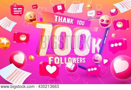 Thank You Followers Peoples, 700k Online Social Group, Happy Banner Celebrate, Vector