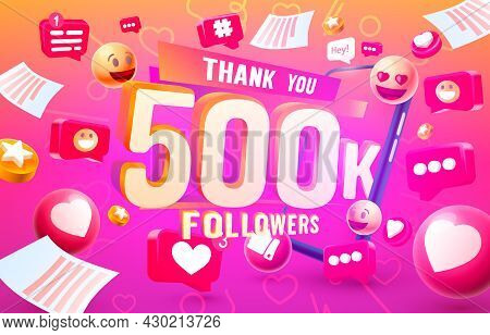 Thank You Followers Peoples, 500k Online Social Group, Happy Banner Celebrate, Vector