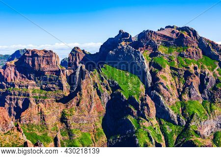Pico Do Arieiro To Pico Ruivo Trek Landscape In Madeira Island, Portugal