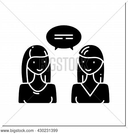 Meeting Glyph Icon. Communication Process Between People.sharing News, Discussing Issues. Intercours