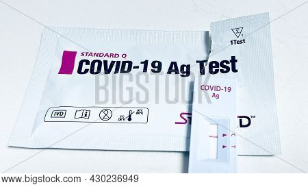 Tel Aviv, Israel, Augost 8, 2021: Covid-19 Home Pcr Self-test Kit