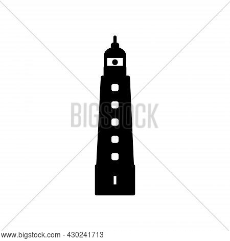Lighthouse Glyph Icon. Black Filled Symbol. Isolated Vector Stock Illustration