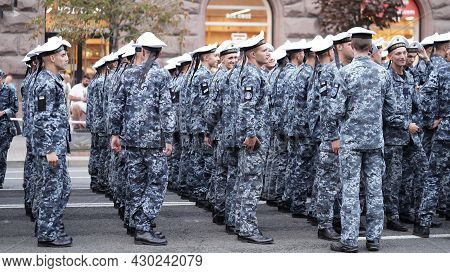 Rehearsal Of Military Parade,formation Of Troops On Occasion Of Declaration Of Independence Of Ukrai