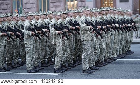 Rehearsal Of Military Parade,formation Of Troops On Occasion Of Declaration Of Independence Of Ukrai