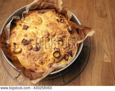 Quiche With Potatoes And Leeks In A Springform Pan, Vegetarian Food, Healthy Eating
