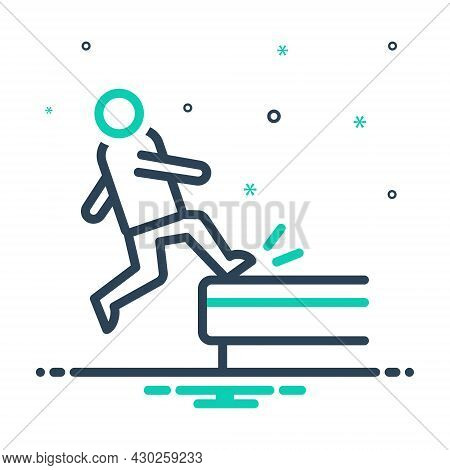 Mix Icon For Incident Occurrence Phenomena Slippery Slip Hazard Careful Danger Caution Downfall