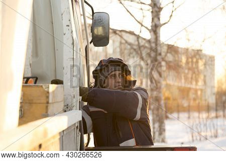 Portrait Of A Hydraulic Crane Operating Worker