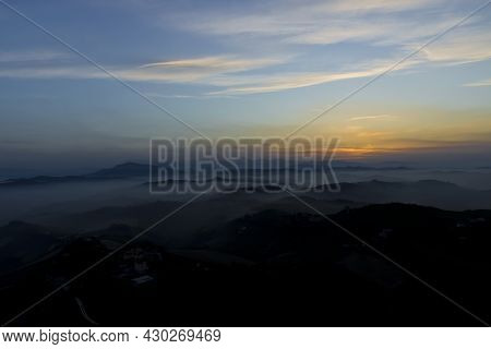 Sunset In The Province Of Ascoli Piceno In Italy