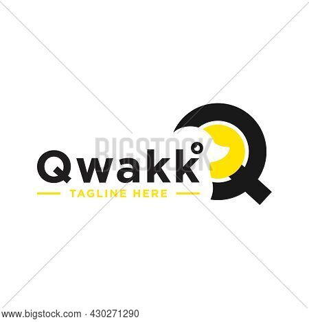 Duck Illustration Logo Design With Letter Q