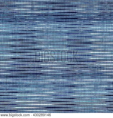 Classic Blue Woven Stripe Masculine Shirt Fabric Texture. Navy Space Dyed Marled Melange Background.