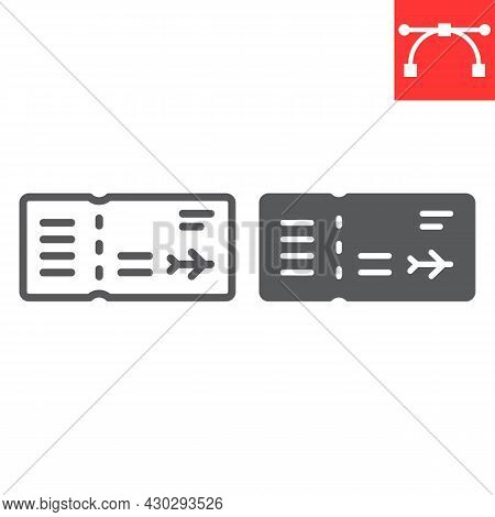 Air Ticket Line And Glyph Icon, Travel And Airport, Airplane Ticket Vector Icon, Vector Graphics, Ed