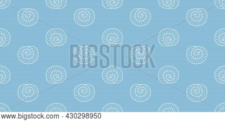 Summer Seamless Shell Pattern. Marine Background. Vector Illustration With Shells. Outline Shells On