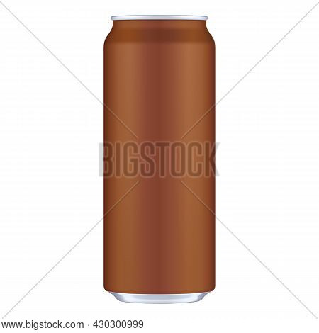Mockup Brown Chocolate Metal Aluminum Beverage Drink Can 500ml. Template Ready For Your Design. Illu