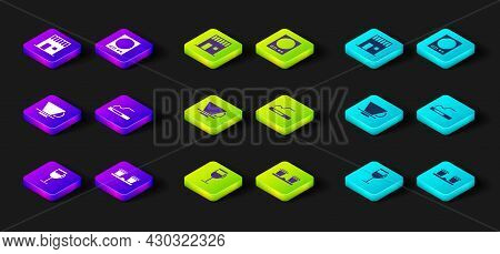 Set Irish Coffee, Coffee Cup To Go, V60 Maker, Cigarette, Electronic Scales And Shop Icon. Vector