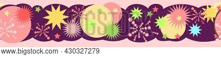 Festive Background. Seamless Picture. Space. Bright Flashes Of Fireworks In A Symbolic Style. Petard