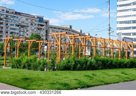 Bucharest, Romania - 5 June 2021: Block Of Flats Near Mihai Bravu Street (soseaua Mihai Bravu) Close