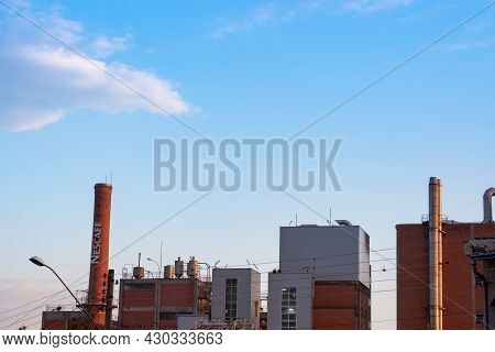 Araras, São Paulo, Brazil. August 18, 2021. Partial View Of The Nestlé Nescafé Factory In Araras. Se