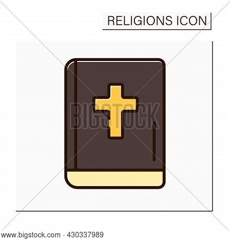 Christianity Color Icon. Bible. Main Book In Christian World. Book For Divine Services.religion Conc