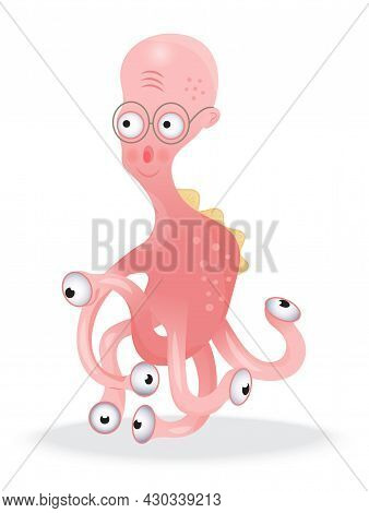 Happy Halloween Vector. Colorful Monster, Yeti Character And Face In Cartoon Style.