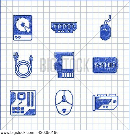 Set Sd Card, Computer Mouse, Video Graphic, Sshd, Motherboard Digital Chip, Electric Plug, And Hard 