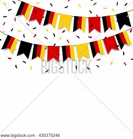 Vector Illustration Of German Unity Day. Garland With The Flag Of Germany On A White Background.