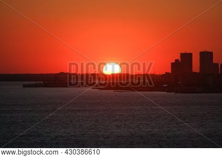 Sun Set At Izmir Alsancak Kordon Turkey