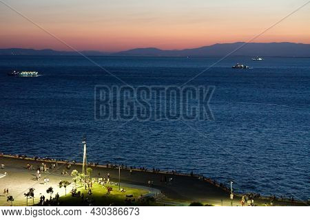 Sun Set At Izmir Alsancak Kordon Turkey