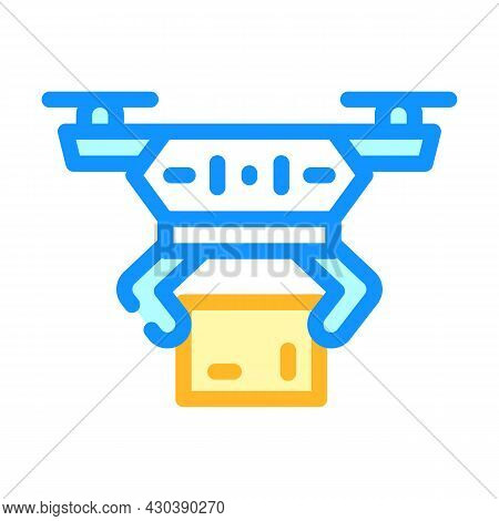 Drone Delivery Robot Color Icon Vector. Drone Delivery Robot Sign. Isolated Symbol Illustration
