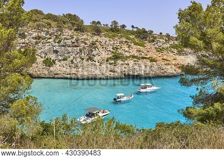 Turquoise Waters In Mallorca. Pilota Cove. Mediterranean Coastline. Spain