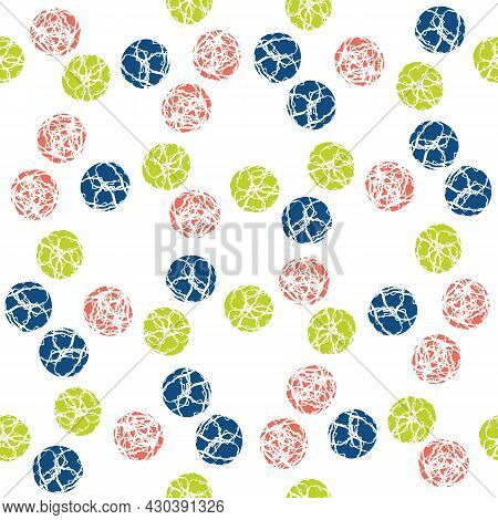 Marble Effect Circles Vector Seamless Pattern Background. Scattered Marbling Stencil Style Circle Ro