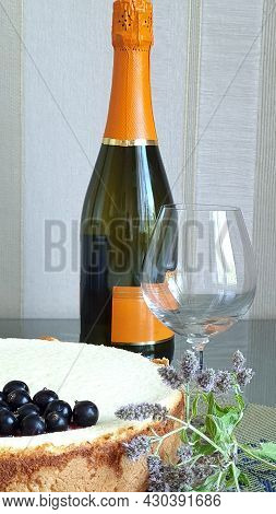 Champagne And Cottage Cheese Dessert A Sweet Treat With Oregano Flowers